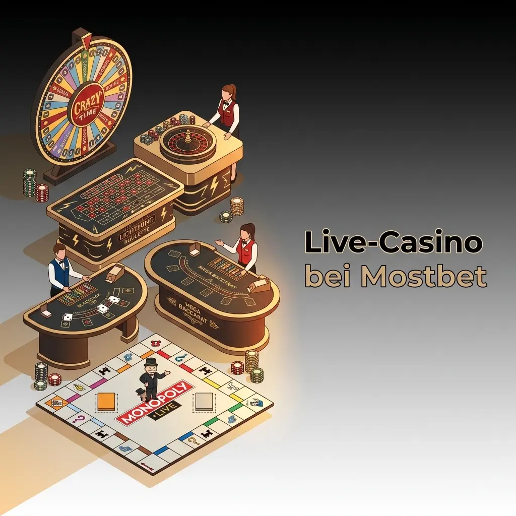 Live-Casino bei Mostbet mit echten Dealern: Crazy Time, Lightning Roulette und Monopoly Live rund um die Uhr